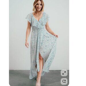 Baltic Born Katya Ruffle Maxi Dress | Blue Print - Size S